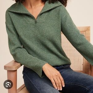 Women's Green Ribbed Sweater